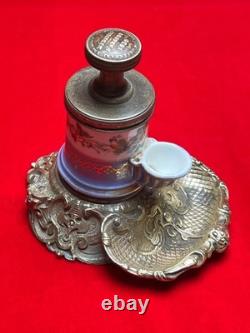 Superbe encrier à pompe signé Boquet XIXe siècle objet de collection