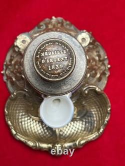 Superbe encrier à pompe signé Boquet XIXe siècle objet de collection