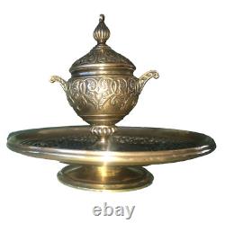 Superbe encrier bronze filigranés à décor d'oiseaux Napoléon III
