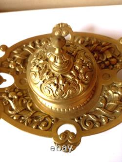 Superbe encrier en bronze XIX avec sa verrine, T. B. E