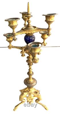Superbe grand CHANDELIER centre de table bronze doré Napoléon III XIXè 6 bras