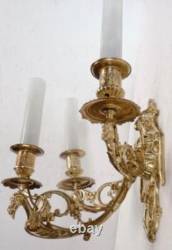 Superbe grande APPLIQUE bronze XIXème Napoléon III zoomorphe 3 branches