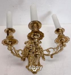 Superbe grande APPLIQUE bronze XIXème Napoléon III zoomorphe 3 branches