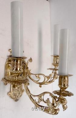 Superbe grande APPLIQUE bronze XIXème Napoléon III zoomorphe 3 branches