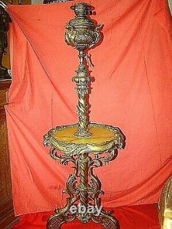Superbe guéridon lampadaire en bronze massif et onyx époque Napoléon III (19ème)