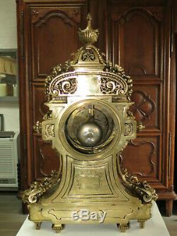 Superbe horloge bronze doré Napoléon III antique clock pendule XIX siecle