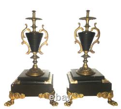 Superbe paire cassolettes en bronze et marbre Napoléon III