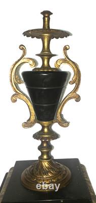 Superbe paire cassolettes en bronze et marbre Napoléon III