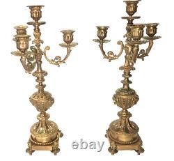 Superbe paire chandeliers bronze 19ème Napoléon III