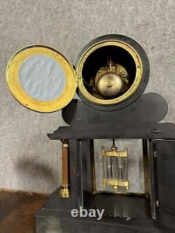 Superbe pendule triptyque de Notaire époque Napoléon III en marbre noir
