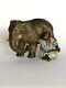 Superbe Petit éléphant Et Son Jeune Cornac En Bronze De Vienne Polychrome Ancien