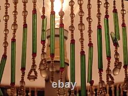 Suspension Napoléon III, XIX siècle, opaline verte, 7 lumières. Bon état