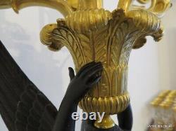 THOMIRE Paire de Candelabre 75 cm en Bronze doré Empire XIXéme