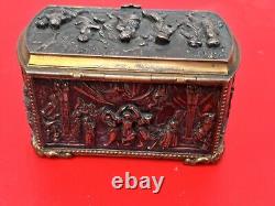 TRIEFUS & ETTLINGER Paris Box in 19th century gilded bronze carved, hallmarked