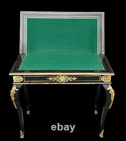 Table A Jeux / Console / Époque Napoléon III En Bois Noirci Ornée De Bronze Doré