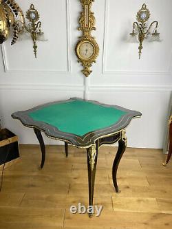 Table A Jeux / Console Epoque Napoleon III En Bois Noirci Ornée De Bronze Doré
