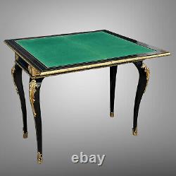 Table A Jeux / Console / Époque Napoléon III En Bois Noirci Ornée De Bronze Doré