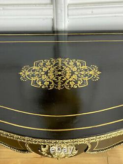 Table A Jeux / Console Epoque Napoleon III En Bois Noirci Ornée De Bronze Doré