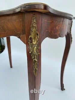 Table Bureau XIX Em Napoleon III Marqueterie Bronze Decor Floral L741