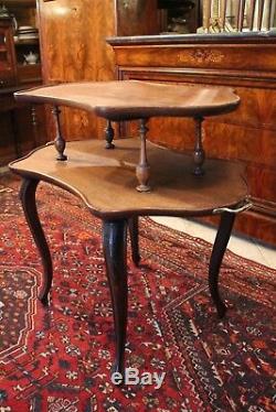 Table à thé en palissandre deux niveaux poignées bronze 19e Napoléon 3