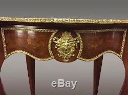 Table de milieu guéridon Napoléon III marqueterie bronze doré