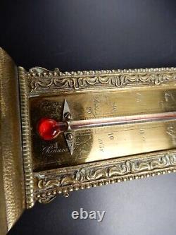 Thermomètre ancien graduation Réaumur et Celsius en bronze époque 1900