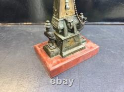 Thermometre decor egyptien bronze +marbre signe schwalb hermanos lima xixeme