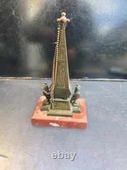 Thermometre decor egyptien bronze +marbre signe schwalb hermanos lima xixeme