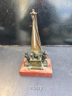 Thermometre decor egyptien bronze +marbre signe schwalb hermanos lima xixeme