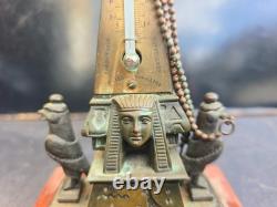 Thermometre decor egyptien bronze +marbre signe schwalb hermanos lima xixeme