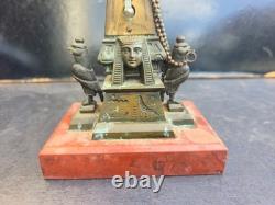 Thermometre decor egyptien bronze +marbre signe schwalb hermanos lima xixeme