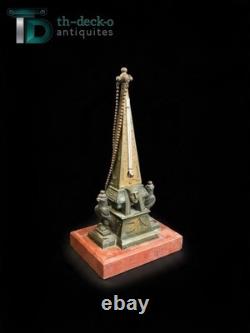 Thermometre decor egyptien bronze +marbre signe schwalb hermanos lima xixeme