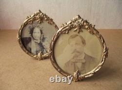 Très belle paire de cadres porte photos en bronze doré d'époque Napoléon III