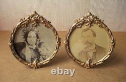 Très belle paire de cadres porte photos en bronze doré d'époque Napoléon III
