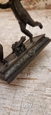 Unique French dark bronze Candle holder With Two cherub puttos holding it