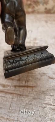 Unique French dark bronze Candle holder With Two cherub puttos holding it