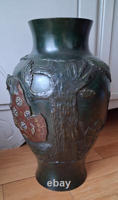 VASE BRONZE doublé et emaux cloisonnés JAPON PÉRIODE MEIJI décor personnages