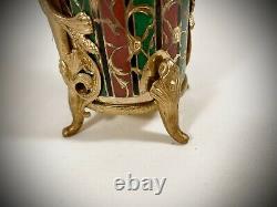 Vase Cornet Signé F. Barbedienne XIXe Bronze Et Email (légers manques Et Usures)