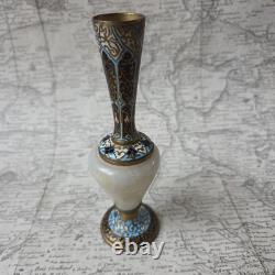 Vase Emaux Cloisonnés Bronze Albâtre XIXè Napoléon III Email French Victorian