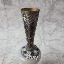 Vase Emaux Cloisonnés Bronze Albâtre XIXè Napoléon III Email French Victorian