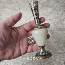 Vase Emaux Cloisonnés Bronze Albâtre XIXè Napoléon III Email French Victorian
