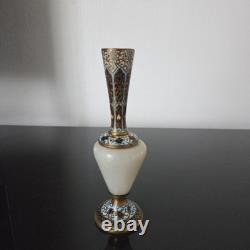 Vase Emaux Cloisonnés Bronze Albâtre XIXè Napoléon III Email French Victorian