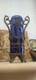 Vase Napol&eacute;on Iii Cristal Bleu Cobalt Monture Bronze Putti H23cm
