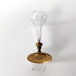 Vase cornet Napoléon III en cristal taillé, bronze doré et émaux cloisonnés XIXe