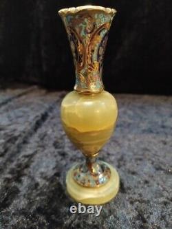 Vase en émail cloisonné sur bronze et onyx, France, Napoléon III