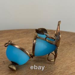 Vide-poche en forme d'ouf en opaline XIXe monture en bronze doré M3487