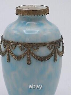 XIXe Vase en céramique Bronze Marque Reflets bleu