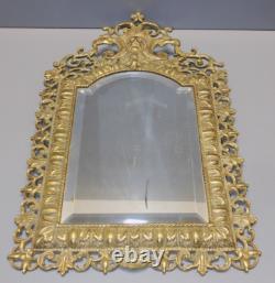 -miroir Mural Napoleon III Bronze Frise Roi Couronne Sur Le Haut Volutes Glace D