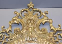 -miroir Mural Napoleon III Bronze Frise Roi Couronne Sur Le Haut Volutes Glace D