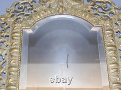 -miroir Mural Napoleon III Bronze Frise Roi Couronne Sur Le Haut Volutes Glace D